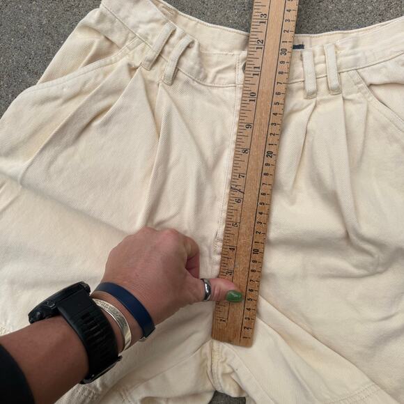 VTG 90s Liz Wear size 12 cotton butter cream yellow high rise pleated mom shorts - Picture 6 of 8